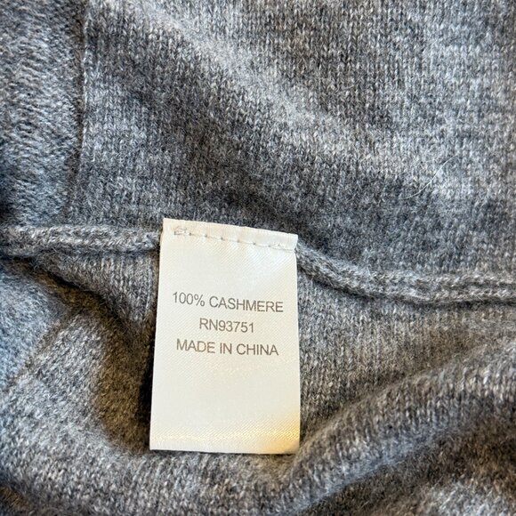 InCashmere 100% cashmere Crewneck Sweater Topper Grey Pointell LARGE Oversize - Picture 6 of 12